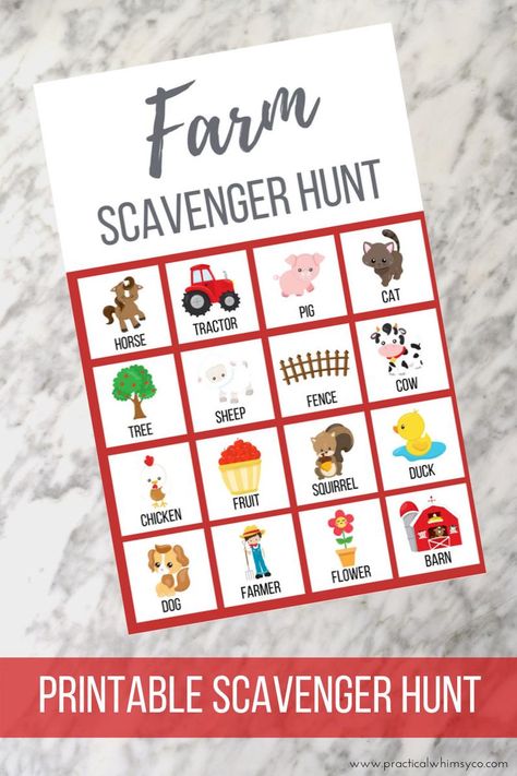 Birthday Party Treasure Hunt, Farm Scavenger Hunt, Screen Time Rules Printable, Neighborhood Scavenger Hunt, Outside Activities For Kids, Scavenger Hunt Printable, Scavenger Hunt Birthday, Farm Unit, School Field