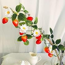 Strawberry Garland, Desk Window, Strawberry Flowers, Vine Garland, Ladybug Baby Shower, Ladybug Baby, Filled Vases, 10 Flowers, Stair Railings