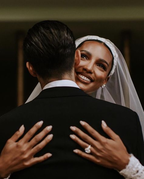 Jasmine Tookes Wedding, Jasmin Tookes, Wedding Dresses Zuhair Murad, Jasmine Tookes, Interracial Couples, Modest Wedding, Zuhair Murad, Photo Couple, Long Sleeve Wedding