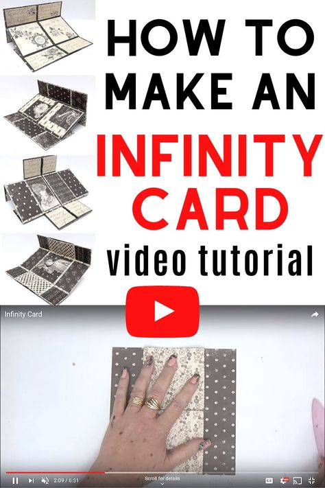 Infinity Card, Never Ending Card, Fancy Fold Card Tutorials, Card Making Templates, Mini Album Tutorial, Folded Paper, Interactive Cards, Up Book, Card Making Tutorials