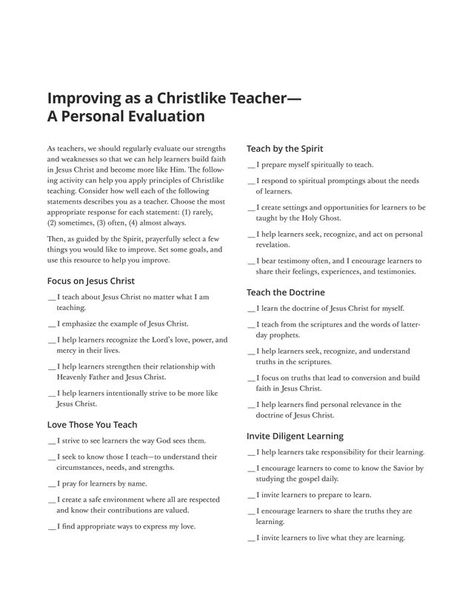 Improving as a Christlike Teacher—A Personal Evaluation Strengths And Weaknesses, Describe Yourself, Jesus Christ, Spirituality, Jesus, How To Apply