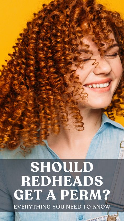 Before you make your salon appointment, let’s talk through what a perm is and all the pros and cons of having one so you can make the most informed decision for your red hair. Permed Red Hair, Red Hair Perm, Permanent Curls, Long Perm, Hair Perms, Spiral Perm, Digital Perm, Getting A Perm, Beach Curls