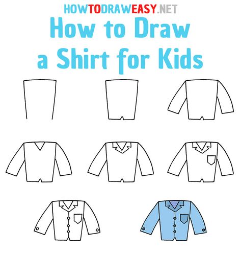 How to Draw a Shirt Step by Step #Shirt #ShirtDrawing #CartoonShirt #ClothesDrawing #ClothingDrawing #EasyShirtDrawing #HowtoDrawaShirt #ShirtDrawingforKids #DrawingsforKids #SimpleDrawings #StepbyStepDrawings #StepbyStepDrawingTutorials #EasyDrawingsforKids Easy Cloth Drawing, Clothes Drawing Step By Step, Clothes Drawing Tutorial Step By Step, How To Draw A Jacket Step By Step, How To Draw Hoodies Step By Step, Subbing Ideas, How To Dr, Elementary Drawing, Shirt Drawing