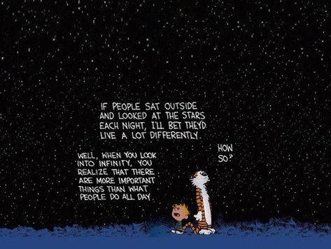 Calvin And Hobbes Wallpaper, Best Calvin And Hobbes, Calvin Und Hobbes, Calvin And Hobbes Quotes, Calvin And Hobbes Comics, People Sitting, Look At The Stars, Calvin And Hobbes, Meditation Music