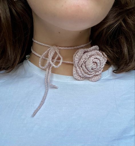 Crochet Rose Choker Pattern, Crochet Rose Choker, Crochet Choker, Crochet Bracelet Pattern, Rose Choker, Rose Crochet, Knitted Necklace, Rose Clothing, Crochet Fairy