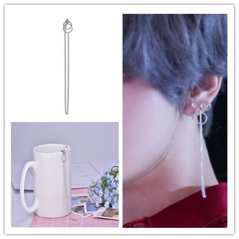 Buy 925 Sterling Silver K-Pop BTS V Earrings DNA Long Earrings Ear Clip Bts Earrings, Simple Ear Cuff, Earrings Ear, Dna Test, Wish Shopping, Bts V, Long Earrings, K Pop, Workout Videos