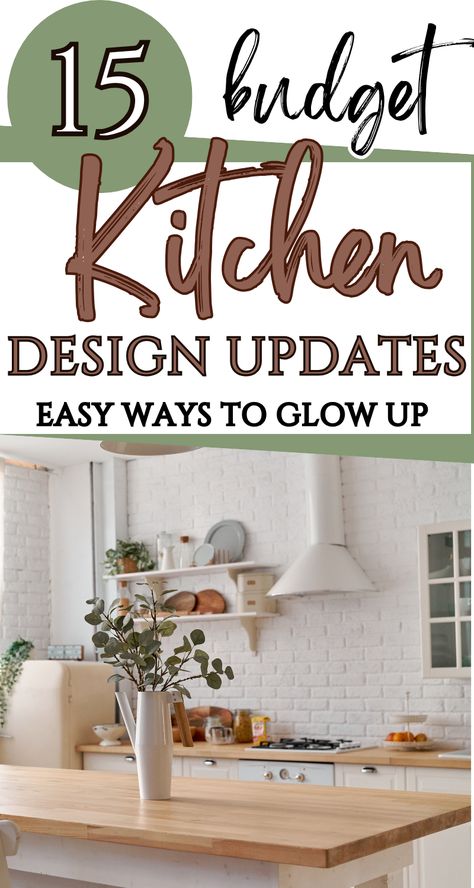 If you are looking for some creative and cheap kitchen remodel ideas on a budget, I've got some amazing tips for you! Here are 15 smart ways to do a kitchen design update - cheap, easy, doable. Many DIYs and simple suggestions to make your kitchen your favorite room in the house! Check it out! Kitchen Decor | Kitchen Ideas | Kitchen Design | Kitchen Counter Decor Kitchen Redo On A Budget Diy, Farmhouse Kitchen Updates On A Budget, Updating A Small Kitchen, Simple Kitchen Makeover, Basic Kitchen Remodel, Easy To Clean Kitchen Design, Remodel Kitchen On A Budget, Kitchen Improvements Diy, Kitchen Updates On A Budget