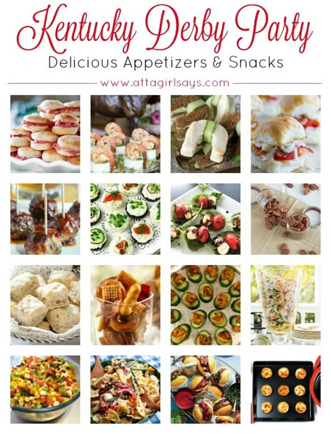 Delicious appetizers, sweets and drinks to serve at your Kentucky Derby Party. Kentucky Derby Party Menu Ideas, Derby Party Snacks, Derby Day Snacks, Derby Day Appetizers, Derby Themed Food, Kentucky Food Recipes, Kentucky Derby Menu Ideas Food, Ky Derby Party Food, Kentucky Derby Charcuterie Board Ideas