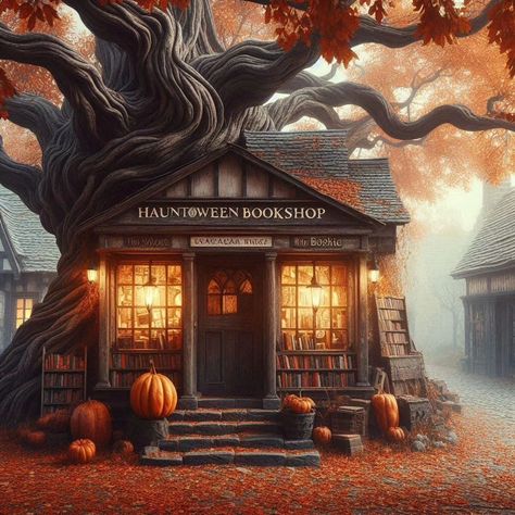 Halloween Bookshops 🎃🍁🍂 Creepy Library, Spooky Library, Math Projects, Book Worm, Fall Vibes, Background Design, Book Worms, Fairy Tales, Exterior