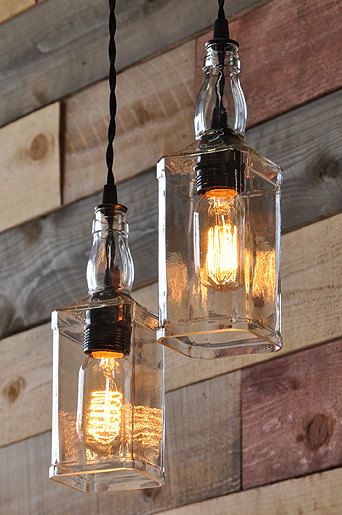 light 1                                                                                                                                                                                 More ขวดโหล Mason Jar, Pulley Lamps, Blitz Design, Interior Boho, Diy Lampe, Lights Hanging, Factory Lighting, Deco Luminaire, Bottle Lamp