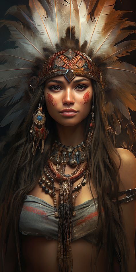 Women Digital Art, American Indian Artwork, Native American Drawing, Wall Art Portrait, Native American Tattoos, Indian Artwork, Native American Paintings, Native American Warrior, Indian Pictures