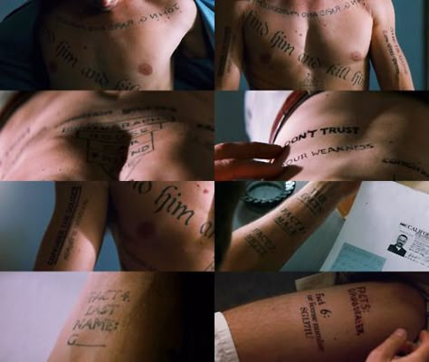 Memento (Christopher Nolan) - 2000 Memento Movie Scene, Memento Christopher Nolan, Memento Movie Aesthetic, Memento Tattoo Movie, Memento Movie Tattoos, Christopher Nolan Tattoo, Detachment Movie, Memento Film, Memento Movie