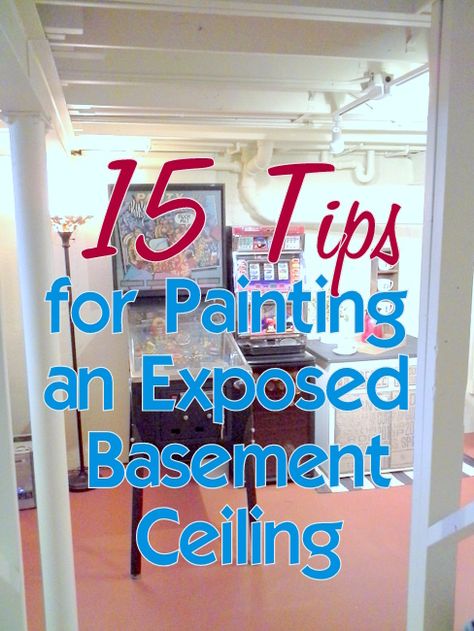 Basement Ceiling Ideas Cheap, Exposed Basement Ceiling, Basement Ceiling Options, Low Ceiling Basement, Ceiling Options, Tips For Painting, Basement Laundry, Diy Basement, Waterproofing Basement