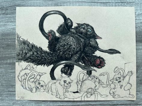 Campbell White Sketches for Displacer Kitten Fetch $18,000 - Hipsters of the Coast : Hipsters of the Coast Displacer Beast Kitten, Displacer Kitten, Displacer Beast, White Sketches, Mtg Art, Kitten Art, D Tattoo, Magical Creature, Forgotten Realms