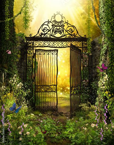 Stock Image: Iron Gateway to a Secret Garden Bank Balance, Matte Fabric, Studio Props, The Secret Garden, Magnetic Wall, Iron Gate, Printed Backdrops, Fabric Backdrop, Kew Gardens