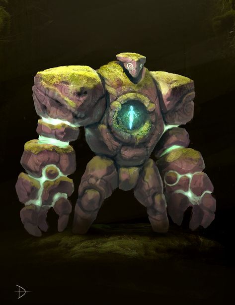 Fantasy Stone Golem, Stone Creature Concept Art, Crystal Golem Concept Art, Dnd Stone Golem, Stone Golem Fantasy Art, Stone Golem Concept Art, Golem Aesthetic, Stone Golem Art, Golem Character Design