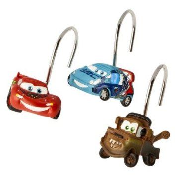 Amazon.com: Set of 12 Disney Pixar Cars 2 Shower Curtain Hooks: Home & Kitchen Lightning Mcqueen Bedroom, Arrow Shower Curtain, Boys Shower Curtain, Disney Bathroom, Baby Utensils, Kids Shower Curtain, Baby Bike, Boys Bathroom, Cars 2