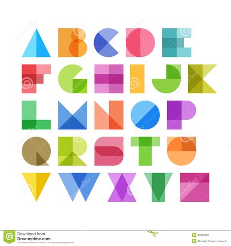 Geometric Shapes Alphabet Letters - Download From Over 29 Million High Quality Stock Photos, Images, Vectors. Sign up for FREE today. Image: 40082887 Blocky Font, Shape Alphabet, Geometric Letters, Geometric Typography, Geometric Alphabet, Logo Education, Seni Mural, Inspiration Typographie, Typographie Inspiration