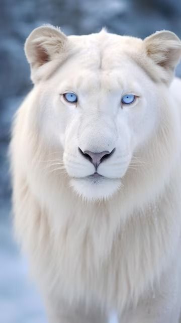 Premium AI Image | White lion with blue eyes in the snow Albino Lion, Lion Eyes, Snow Lion, Wild Animals Painting, Lion Birthday, Eagle Images, Lions Photos, Lion Illustration, Albino Animals