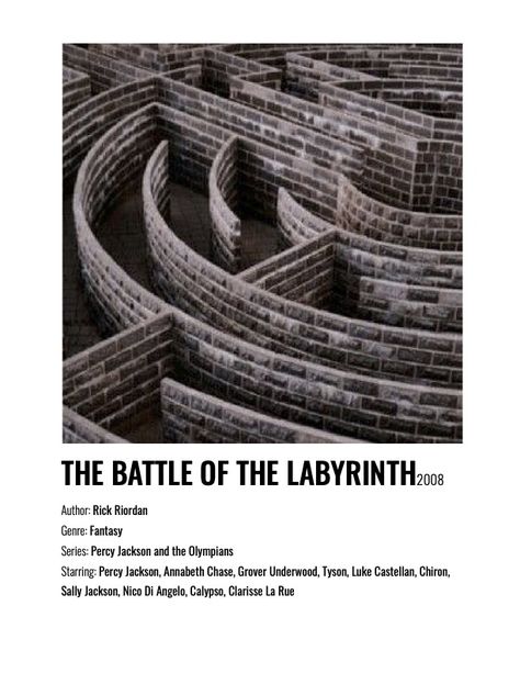 Labyrinth Book, The Battle Of The Labyrinth, Labyrinth Movie Poster, Battle Of The Labyrinth, Grover Underwood, Labyrinth Movie, Luke Castellan, Polaroid Posters, Miss Peregrine