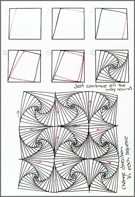 Modele Zentangle, Zentangle Tutorial, Tangle Pattern, Tangle Doodle, Zentangle Designs, Tangle Art, Tangle Patterns, Zentangle Drawings, Doodles Zentangles