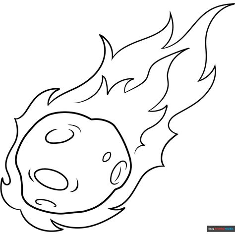 Free Meteor Coloring Page for Kids Meteor Drawing, Easy Drawing Guides, Free Printable Coloring Sheets, Drawing Guides, Kids Print, Cartoon Coloring Pages, Simple Cartoon, Guided Drawing, Easy Drawing