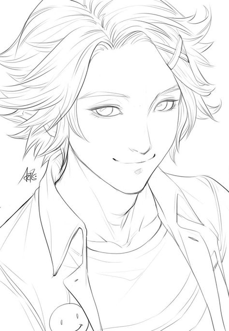 Artgerm Sketch, Sketch For Coloring, Pencil Texture, Anime Lineart, Character Poses, Mystic Messenger, Character Ideas, Art References, Cute Characters