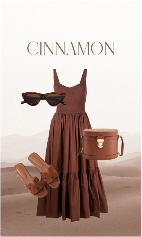 Brown Monochrome Outfit Summer, Cinnamon Outfit, Brown Monochrome Outfit, Brown Monochrome, Brown Cat Eye, Monochromatic Outfit, Monochrome Outfit, Tanya Taylor, Soft Autumn