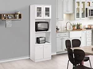 Pantry Microwave, White Kitchen Pantry, Microwave Storage, Microwave Cabinet, Tall Kitchen, Pantry Storage Cabinet, Microwave In Kitchen, Freestanding Kitchen, Kitchen Pantry Cabinets