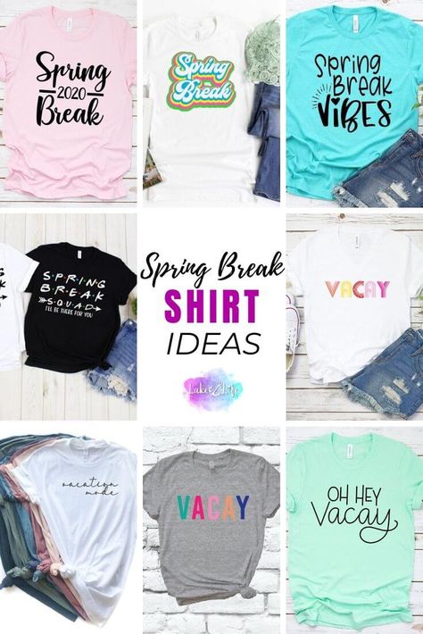 Spring Break is right around the corner and I for one can’t wait. Whether you’re traveling or staying home for Spring Break this year, I’ve rounded up 8 Cute Spring Break shirt ideas that are sure to put you into instant vacation-mode! #springbreakoutfit #womensfashion Spring Break Family Shirts, Spring Break Tshirts Design, Spring Break Shirts, Spring Break Outfit Ideas, Spring Break Quotes, Spring Break Pictures, Spring Break Kids, Spring Break Party, Spring Break College