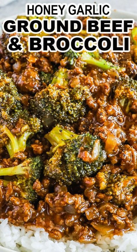 Omg we loved this yummy honey garlic ground beef broccoli recipe! The recipe only has 5 ingredients! We served ours with rice. Hamburger Over Rice Recipes, Beef Dinner Meals, Sweet Ground Beef Recipes, Easy Dinners For Beginners, Ground Beef Recipes For Dinner No Cheese, Ground Beef And Rice Recipes Healthy, Buffalo Ground Beef Recipes, Chinese Food Recipes Ground Beef, Ground Beef Chuck Recipes