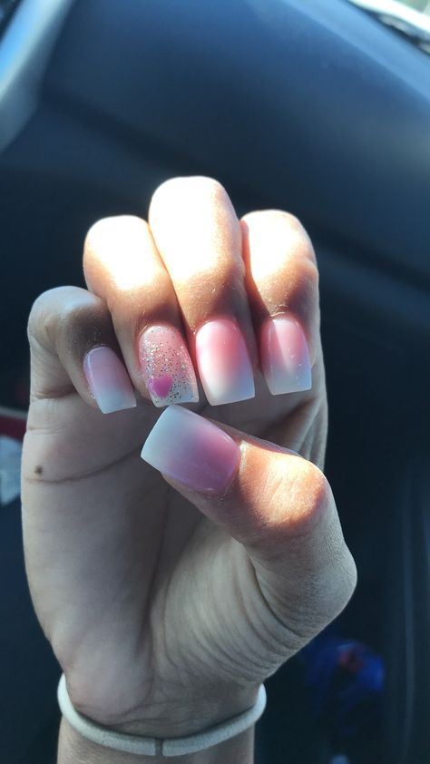 French Ombré Nails for Valentines Day #ombrenails #inlove #valentinesnails #cute Ombre Nails For Valentines Day, Valentines Ombre Nails, Ombré Valentines Nails, French Ombre Valentines Nails, Pink Ombre Valentines Nails, Pink Ombre Nails With Hearts, Ombre Nails With Heart, Ombre Valentines Nails, Ombre Valentines Day Nails