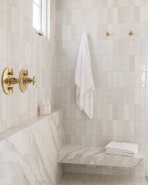 Small Bathroom Ideas Natural Wood, California Coastal Master Bath, Rivers Spencer Interiors, The Lifestyled Co Bathroom, Primary Bath Shower Tile, Limestone Bathroom Wall, Earthy Neutral Bathroom, Shower Privacy Wall, Masterbath Ideas Decor