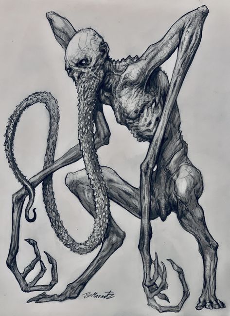 ArtStation - Drawings, Jerad Marantz Jerad Marantz, Skin Walker, Monster Sketch, Horror Drawing, Alien Drawings, Creepy Drawings, Monster Book Of Monsters, Walker Art, Dark Art Tattoo