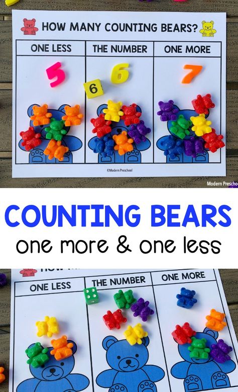 One More One Less Kindergarten, Rote Counting Activities Preschool, Modern Preschool, Teachers Activities, One More One Less, Playgroup Ideas, Math Literature, Free Math Printables, Curriculum Preschool