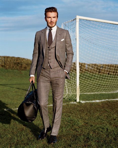 Photos: David Beckham’s GQ Cover Shoot | GQ Beckham Suit, David Beckham Suit, Prince Of Wales Suit, David Beckham Style, Most Stylish Men, Classy Suits, Gq Style, Dapper Men, Men’s Suits