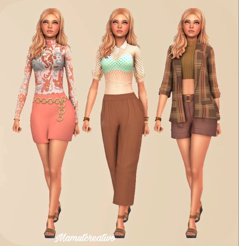 Preppy Teen Outfits, Sims 4 Base Game Outfits Ideas, Sims 4 Outfits No Cc, Sims No Cc, The Sims 4 Outfits, Sims Outfit Ideas, Sims 4 Outfit Ideas, Ts4 Lookbook, Sims 4 No Cc