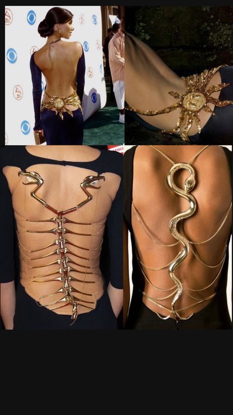 Spine Clothing, Spine Dress, Body Chain Jewelry Outfit, Medusa Dress, Moodboard Branding, Chain Outfit, Inexpensive Clothes, Runway Fashion Couture, Bad Girls Club