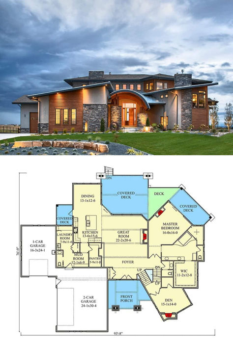 5-Bedroom Two-Story Contemporary Home with a Bar (Floor Plan) 5 Bedroom House Floor Plan, Outdoor Patio Floor, Bar Floor Plan, Patio Floor, Contemporary Home, A Bar, Floor Plan, Outdoor Patio, Patio