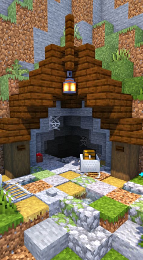 An entrance to my future mine :) Minecraft Hill House Entrance, Mine Entrance Minecraft Ideas, Mineshaft Entrance Minecraft Ideas, Minecraft Building Ideas Mine Entrance, Minecraft Enterence Ideas, Minecraft Mansion Entrance, Entrance Design Minecraft, Minecraft Mine Entrance Above Ground, Minecraft Mine Entrance Design