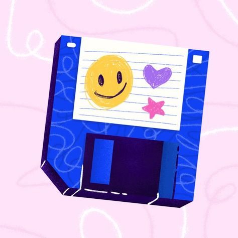 Do any one remember dose?? I remember using floppy disk in preschool and my first year of highschool. My dad had milloin every where. So funy to remember that and realise that now we have so much more memory storage in memory drive or other... Even the cloud! Mind bloing! 🤯 #illustration #oldschool #floppydisk #memory #art #happyface #computer #cute #creative Memory Illustration, Memory Art, Cloud Drive, My First Year, Computer Memory, Floppy Disk, Memory Storage, Disk Drive, 70s Retro