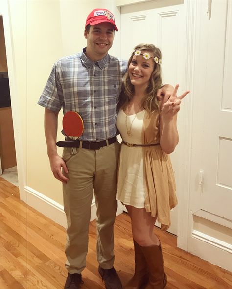 Forrest Gump and Jenny Halloween costume #forrestgump #halloween #forrestjenny Jenny And Forest Gump Costume, Forest And Jenny Costume, Jenny And Forest Gump, Forrest Gump And Jenny Costume, Jenny Forrest Gump, Forest Gump And Jenny, Forrest Gump Running Costume, Forrest Gump Running, Forrest Gump Costume