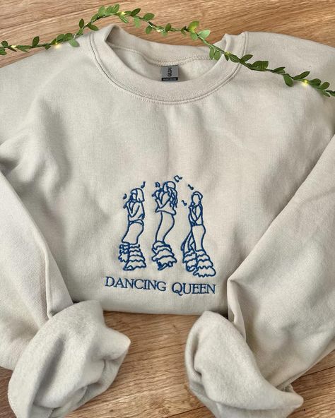 Dancing Queen! 💃 #dancingqueen #abba #love #embroidery #mammamia The Clique, Thread Design, Mama Mia, Embroidered Crewneck, Embroidery Sweatshirt, Embroidered Sweatshirt, Mamma Mia, Dancing Queen, Embroidered Sweatshirts