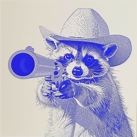 Cowboy Raccoon With Gun Cowboy Raccoon, Raccoon Drawing, Cowboy Tattoos, Mini Drawings, Racoon, Mug Shots, Picture Tattoos, Cartoon Drawings, Mood Pics