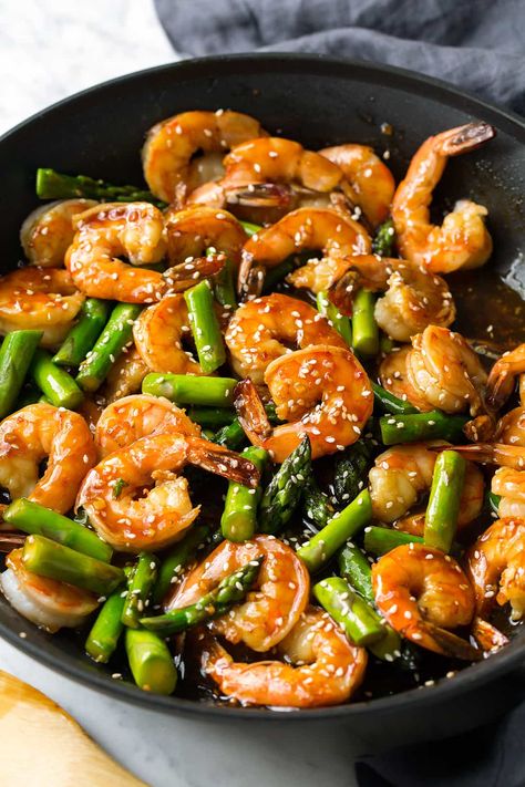 Lemon Sauce Recipe, Shrimp Asparagus, Asparagus Recipes Oven, Best Asparagus Recipe, Asparagus Stir Fry, Teriyaki Shrimp, Asparagus Recipes Baked, Shrimp And Asparagus, Cooking Seafood