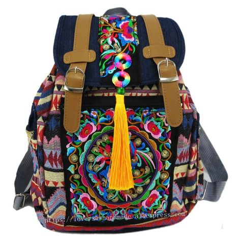 Embroidered Bohemian Hobo Bag For Travel, Traditional Multicolor Embroidered Shoulder Bag For Travel, Traditional Handmade Multicolor Embroidery Hobo Bag, Traditional Multicolor Embroidered Hobo Bag For Travel, Bohemian Multicolor Handmade Backpack, Bohemian Backpack, Hippie Backpack, Y2k Cardigan, Cardigan Y2k