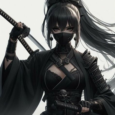 Ninja Aesthetic Female, Vigilante Character Design Female Mask, Ninja Outfit Female Design, Vigilante Character Design Female, Samurai Mask Drawing, Oc With Mask, Assasin Outfits Women, Female Assassin Art, Assassin Princess