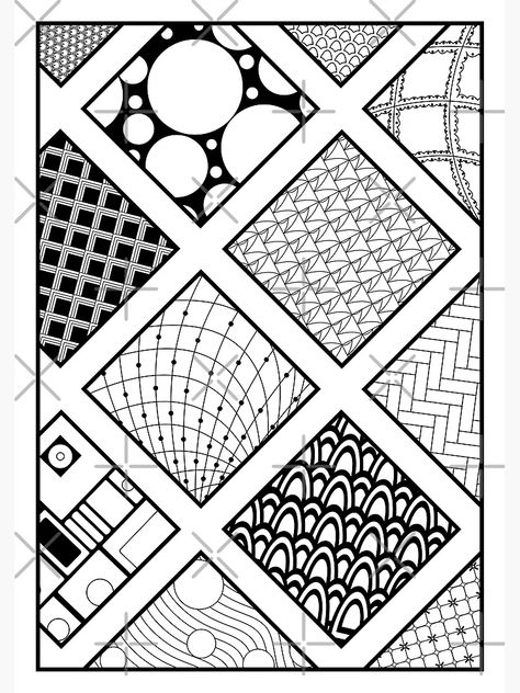 "Zentangle, wall art, squares, pattern" Greeting Card for Sale by CrazyRabbits | Redbubble Square Drawing Ideas, Zentangle Squares, Pattern Drawing Ideas, Zentangle Wall, Doodling Ideas, Square Drawing, Doodle Art For Beginners, Art Zentangle, Pattern Sketch