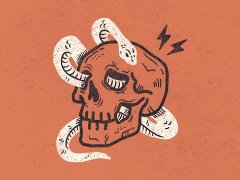 skull & snake by Philipp Stotz | Dribbble | Dribbble Skull Illustration Artworks, Skull Traditional Tattoo, South Germany, Snake Illustration, Skull Snake, Time Traveller, Skulls Drawing, Snake Art, Skull Illustration