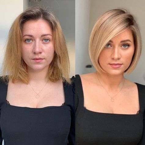 Cute Accurate Rounded Bob Fine Hair Bob Round Faces, Chin Bob Haircut, One Length Haircuts, Textured Haircut, Oval Face Haircuts, Beautiful Haircuts, Chin Length Hair, Oval Face Hairstyles, Oval Face